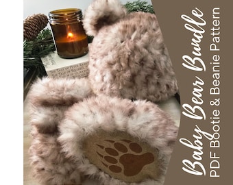 Baby Bear Beanie and Paw Bootie PDF Crochet Pattern ~ Instant Download ~ Baby Gift