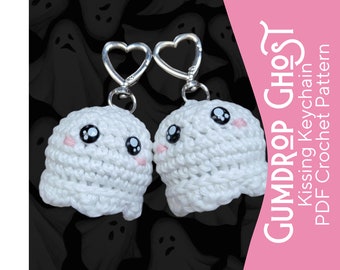 Easy Kissing Ghost Crochet Amigurumi Pattern ~ Gumdrop Ghost Kissing Keychains ~ Plushies ~ Garland *PDF Instant Download* Beginner Friendly