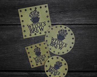 Witch's Brew Cauldron ~ Crochet Patches ~Knitting Tags ~ Halloween Fall Autumn Patches ~ Multiple Sizes ~ 20+ colors ~ Spooky Beanie Tags