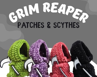Grim Reaper Crochet Accessories | Faux Leather Patches and Scythes for Amigurumi