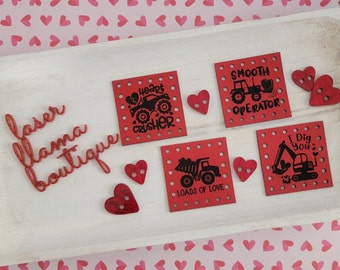 Construction Multipack/Valentine Patches/Vegan Faux Leather/4designs/2 sizes/15 Color Options/Love Tags for Handmade items/Crochet/Knit/Sew