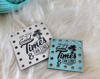 Good Times & Tan Lines Patches/Summer Tags/3 sizes/16 color options/Labels for Handmade Crafts/Crochet/Knit/Sew/Hat Patches