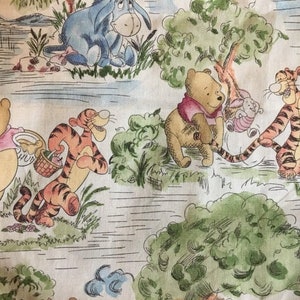 Winnie the Pooh Day in the Park light tan fabric,Pooh,Tigger, Eeyore fabric, 100% cotton fabric,quilting, SOLD by 1/2 Yards continuous piece