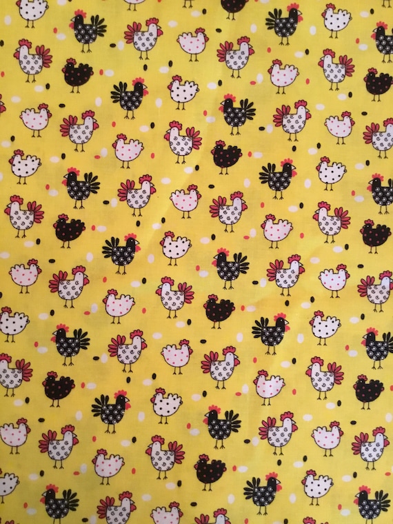 Chicken Fabric Cute Chicken Fabric Barnyard Animal Print Etsy