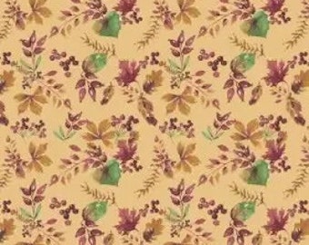 Fables-Leaves Mustard 71180402-1 by Laura Ashley for  Camelot Fabrics, 100% Cotton, Sold by the 1/2 Yard