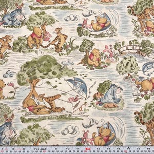 Winnie the Pooh Day in the Park light tan fabric, Springs Creative for Disney, 100% cotton, quilting, SOLD by 1/2 Yard continuous cuts