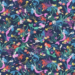 Dashwood Studios Mermaid Cotton Fabric per FQ 110cm wide 