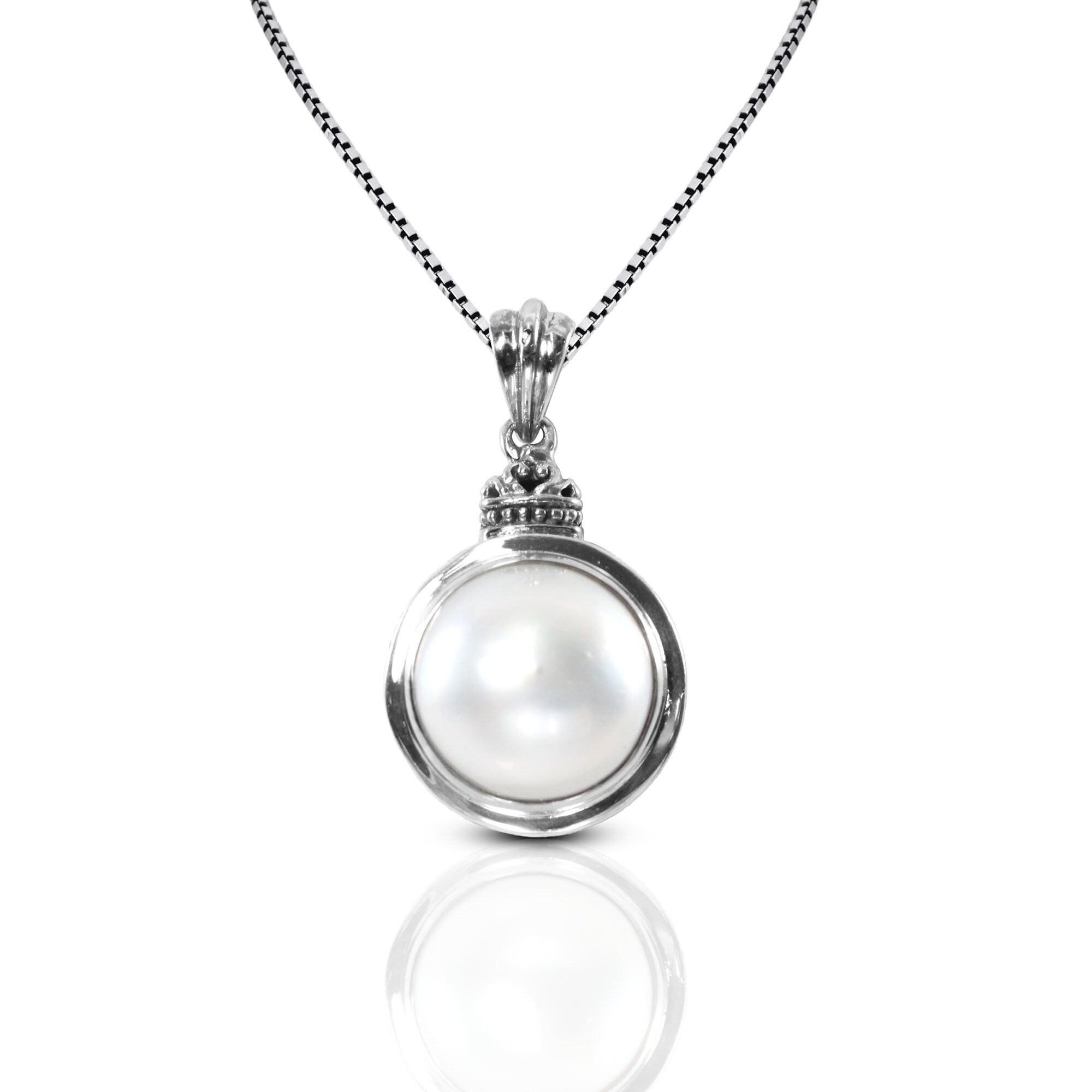 Echte Runde weiße Mabe Meer Perle Set in 925 Sterling Silber | Etsy