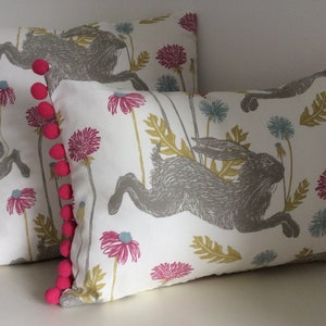 Pink March Hare Cushion Double Sided