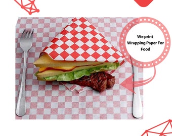 Checkered Food Basket Liners Sandwich Paper Greaseproof Oil-Proof Wrapping Tissue paper, Gingham Kraft paper for Hamburgers Cake Bread Fries