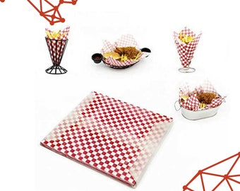 100+ quantity with customized sizes Checkered Resistant multicolor Sandwich Liner Sheets, Durable Food oil proof Gingham Greaseproof paper