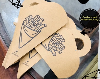 Custom Logo Printings on French Fries Cone Bags: Food Paper Cones Packing for Branded Paper Packaging