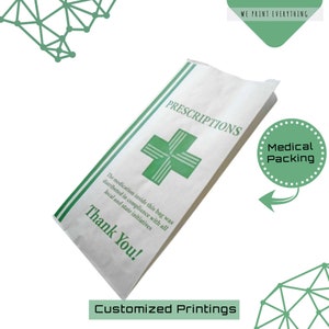 Wholesale Personalized Color Printed Pharmacy Prescription Grocery Bags 16X7X10 Inches image 4