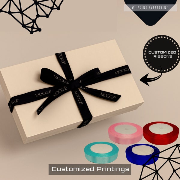 Personalized Business Branded Ribbon: 100+ Meters for Wedding Giftwrap - Custom Print with Your Text, Date, and Logo in Various Sizes