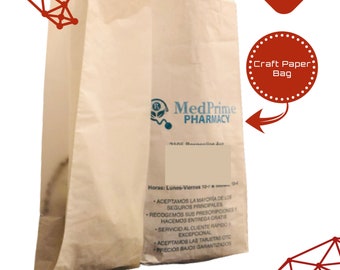 Bulk Wholesale Personalized Color-Printed Pharmacy Prescription Grocery Bags - Size: 14X4.5X7 Inches