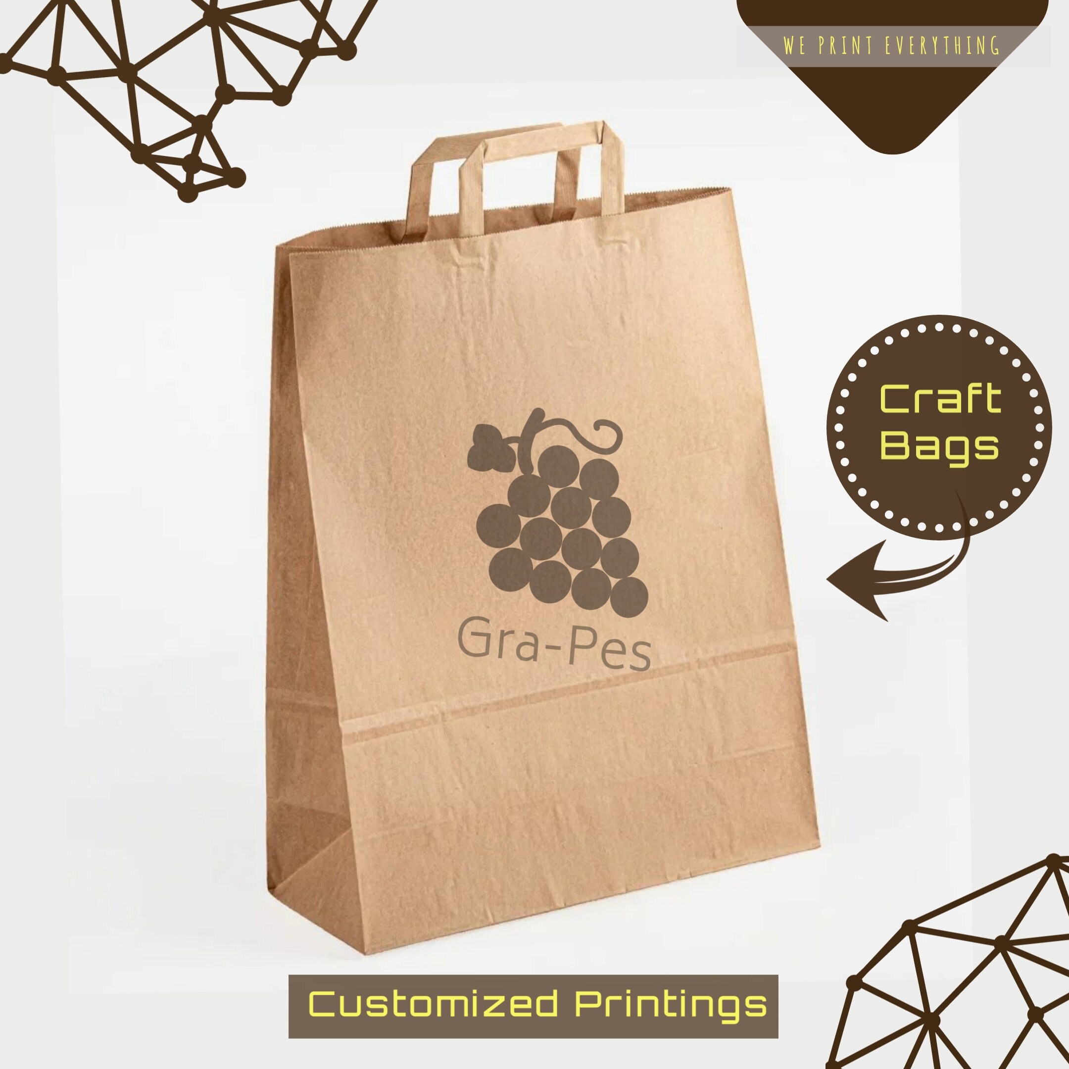 Old-Fashioned Newsprint Kraft Paper Bags - Package of 5-BagN