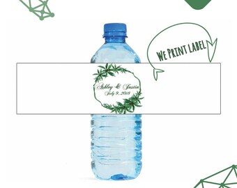 personal Wedding Bottle Label printing multi color logo QR code with date, customized label sticker branding on water bottles in restaurants