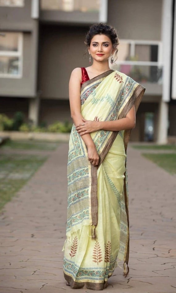 Soft Cotton Silk Saree for Wedding With Ajrakh Print for Stylish