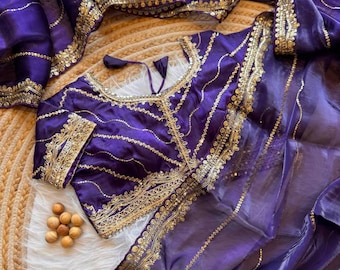 Handmade Zimmy Choo Silk Saree with Sequin Embroidery, Multi-Border, Party Wear Lace Blouse -Latkans | Wedding & Festive Saree