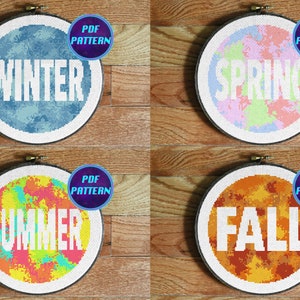 Four Seasons Cross Stitch Patterns - Set of 4