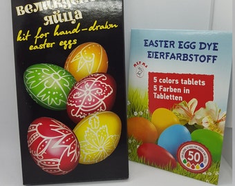 Lot 6 Colours Dye Paint & Wax Pen and Beeswax for Decorating and Hand Draw Beautiful Art Easter Eggs - Pysanka, Kistka