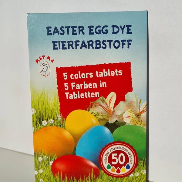 5 Colours Paint Dye for Decorating Easter Egg Fancy Art Craft 50 Colourful Eggs / Red  Green, Orange, Yellow, Blue/