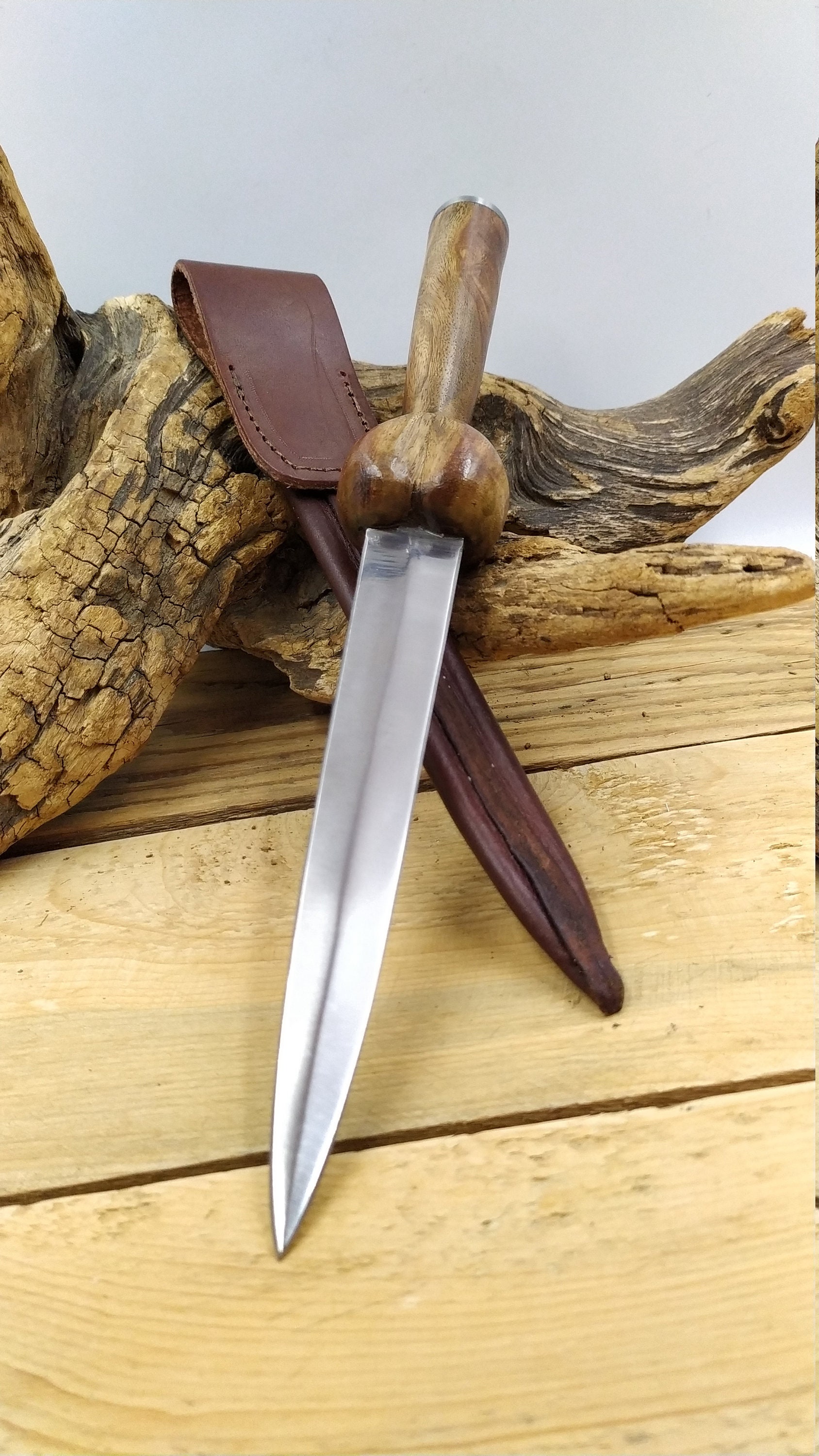 Scottish Dagger Doubleedged dagger Handle in Leather Case Etsy