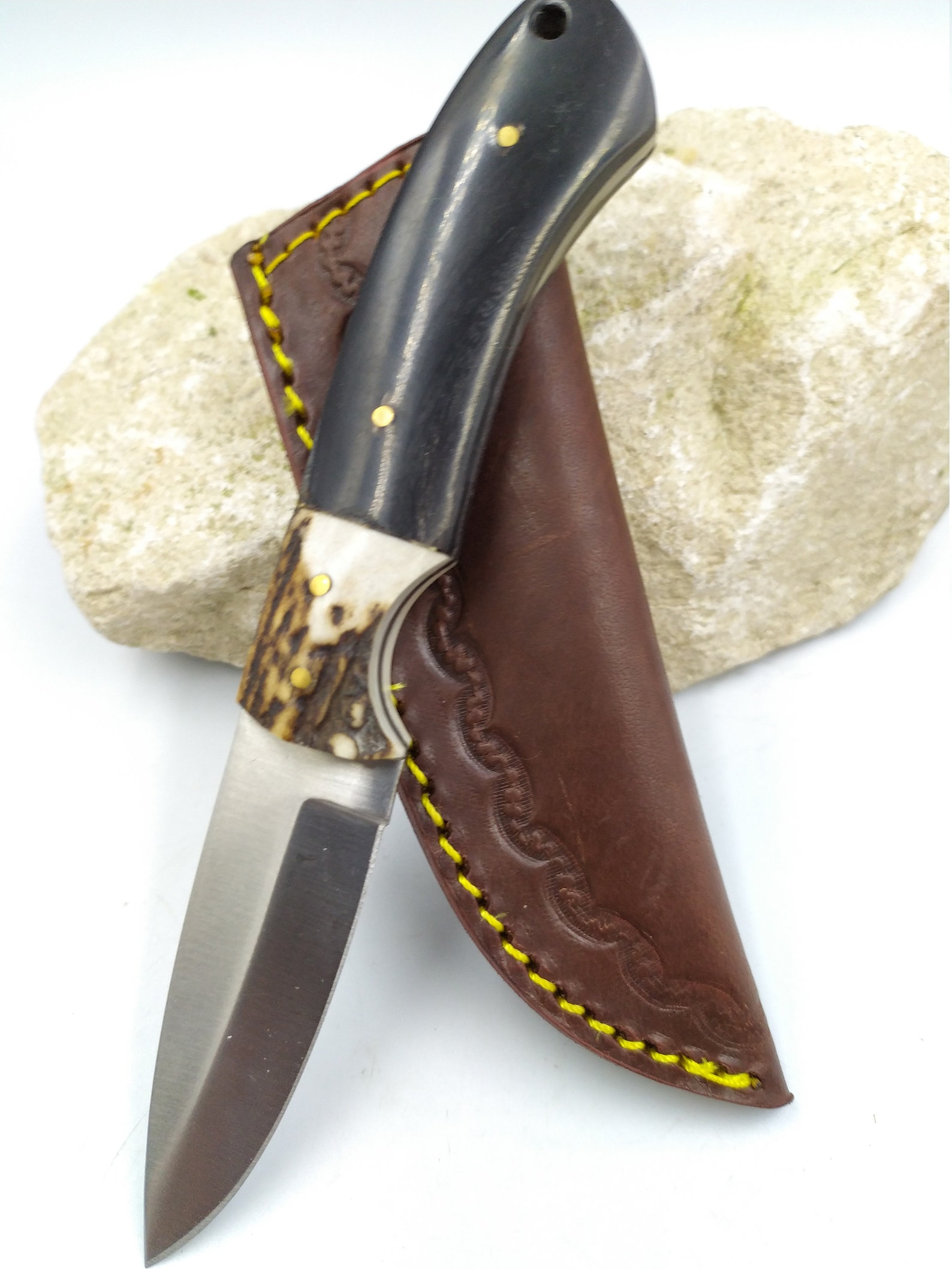 Flying dagger Handle in Horn and DeerWood with Leather Case Etsy