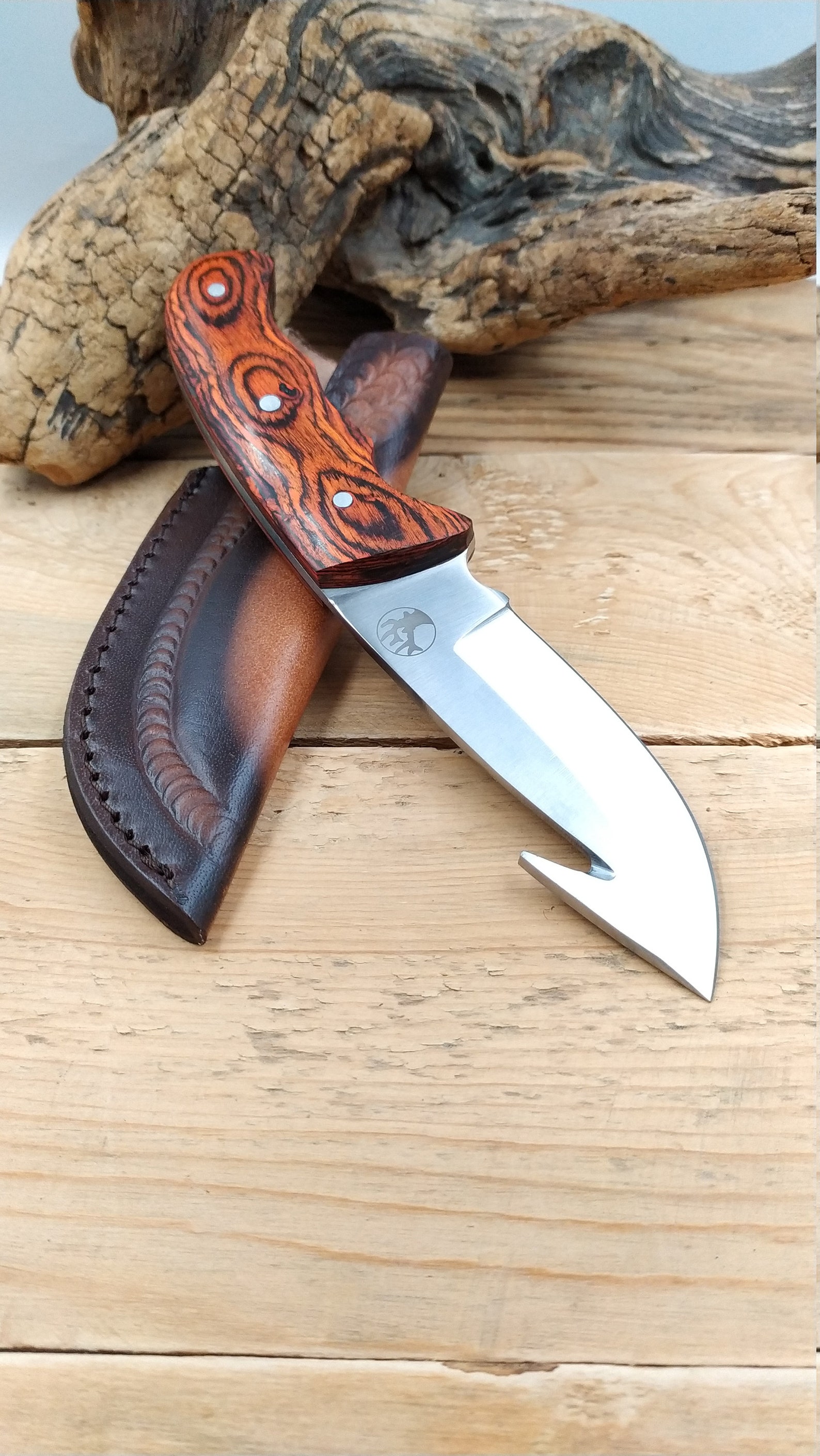 Couteau DE CHASSE à dépecer manche Bois avec ETUI cuir Etsy