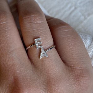 Custom Initials Diamond Rings, Double Letter Ring, 14K Gold Pave Two Initials Ring, Custom Alphabet Ring, Couple Initial Ring, Family Ring