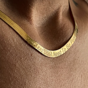Herringbone Silver Necklace, Snake Chain, Italian Silver Chain, Custom Engraved Chain, Personalized Herringbone Layered Gold Chain Chocker