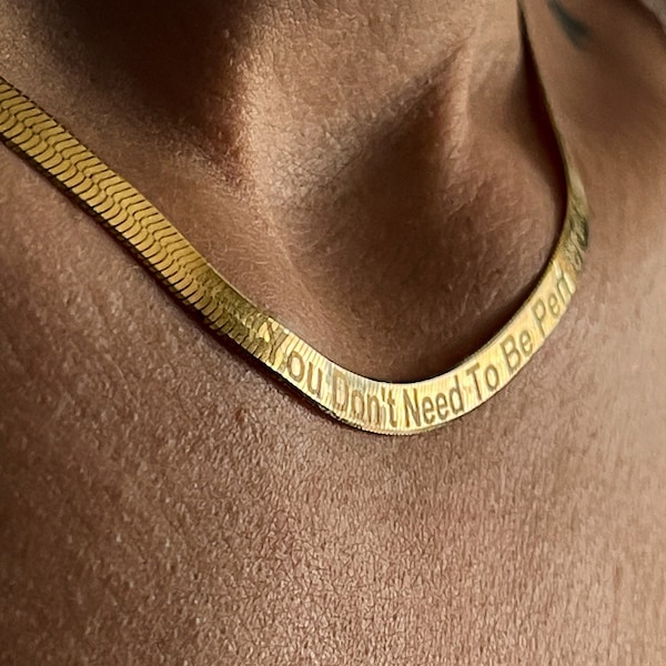 Herringbone Silberkette, Schlangenkette, Italienische Silberkette, Individuell gravierte Kette, Personalisierte Herringbone Layered Gold Chain Chocker