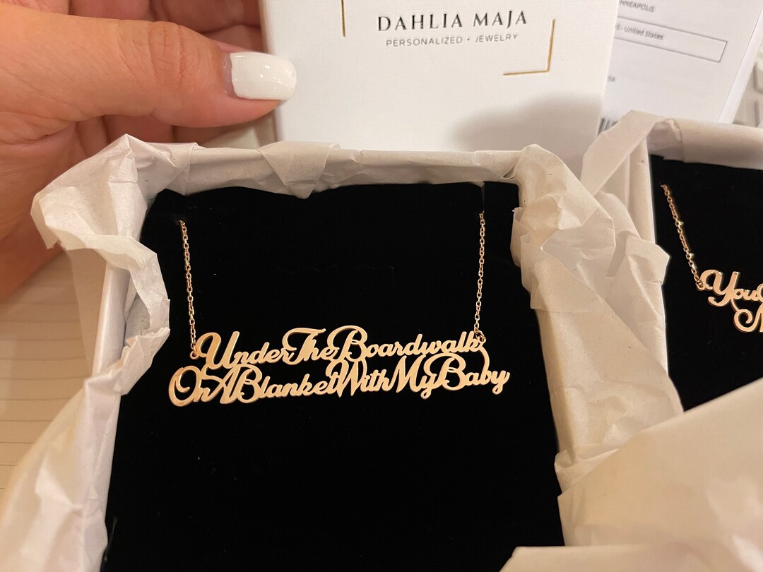 Custom Words Necklace, Phrase Engraved Necklace, Two Sentence Necklace