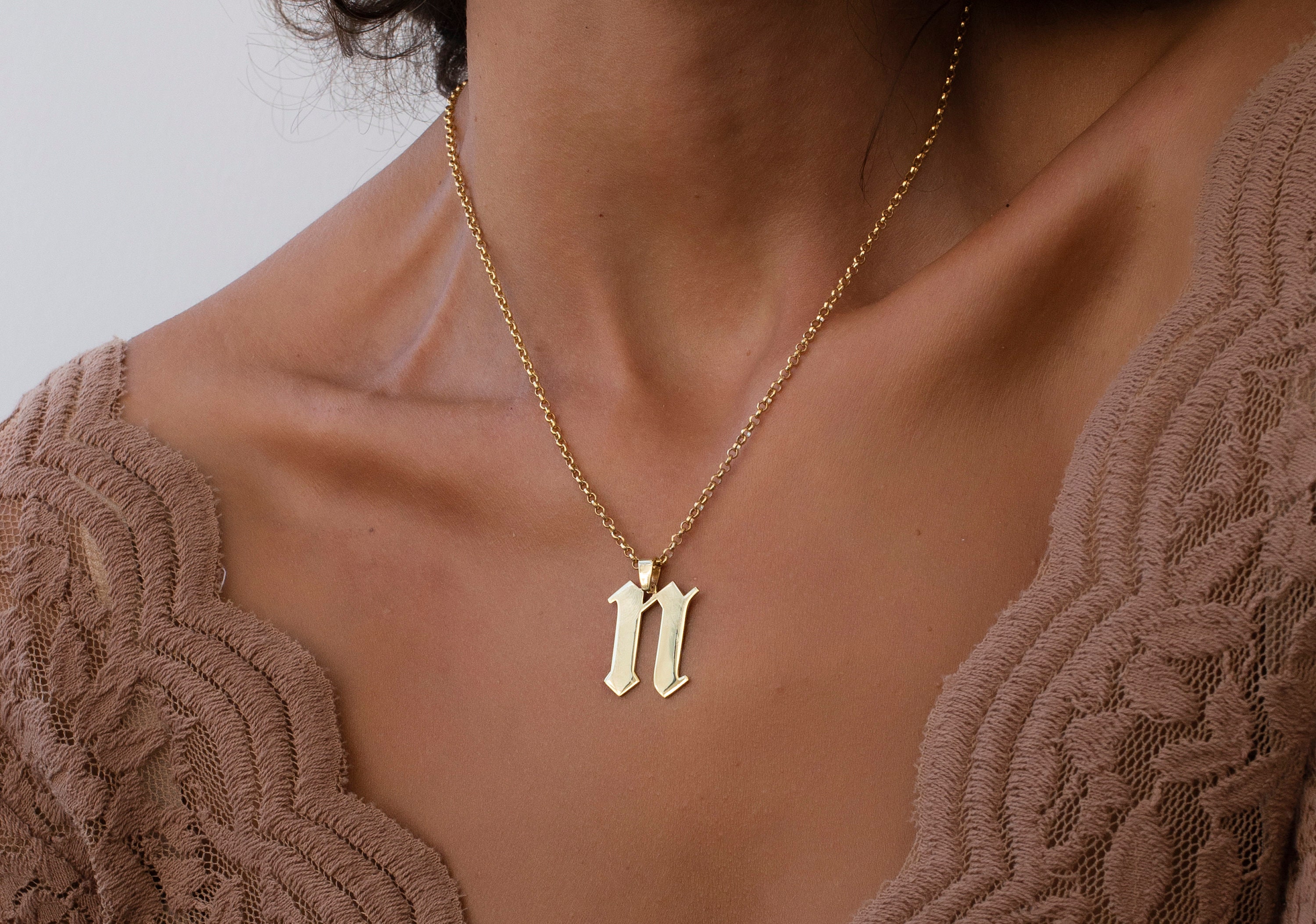 Stainless Steel Necklaces Women Letter Gothic | Custom Initial Necklace  Double - Customized Necklaces - Aliexpress