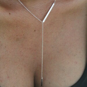 Gold Bar Lariat, Gold Lariat Necklace, Gold Delicate Y Necklace, Gold ...