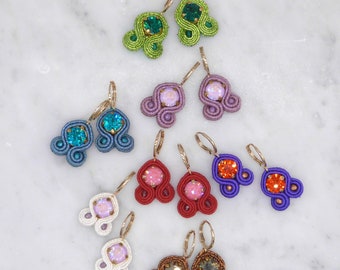 Colorful Sparkly Earrings\ colorful earrings\drops earrings\swarovski earrings\boho earrings\hand sewn earrings\ sparkly earrings\