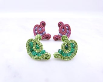 Boho sparkly earrings\small earrings\colourful soutache earrings\studs soutache earrings\ bohemian earrings\elegant colourful earrings