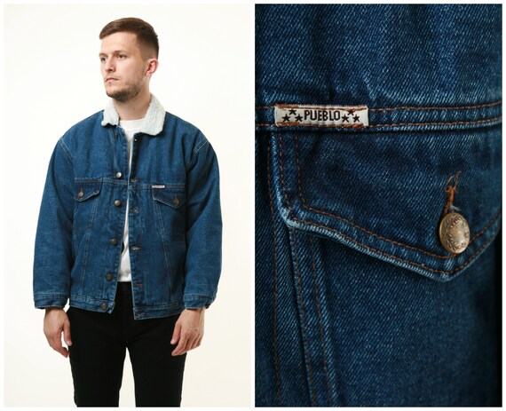 Vintage Mens Denim Sheepskin Jacket 