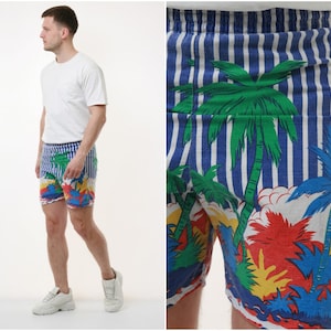 90s Vintage Oldschool Striped Abstract Pattern Shorts sport shorts everyday pants shorts beach home shorts men clothing gift idea 18408