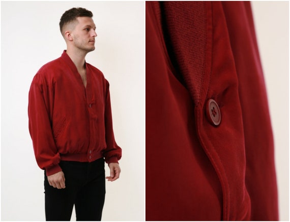 SILK 80s Vintage Rare Dark Red Lined Jacket 17671