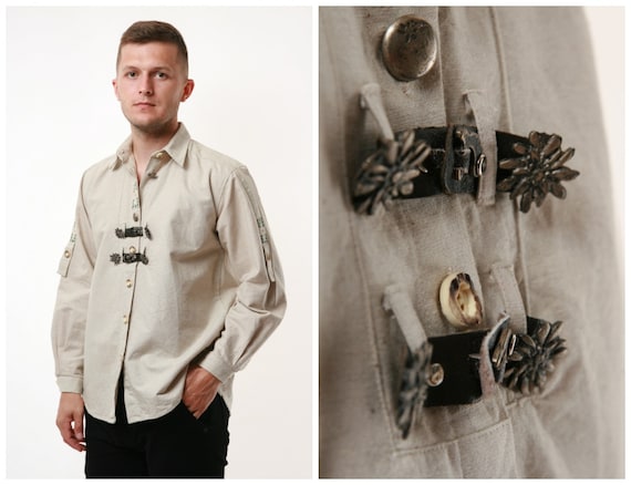 Linen/Cotton 90s Vintage TRACHTEN Shirt 17377