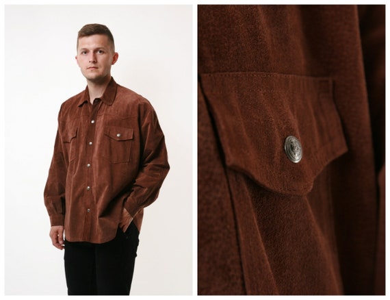 Italian Leather 90s Vintage Oldschool Shirt 17350