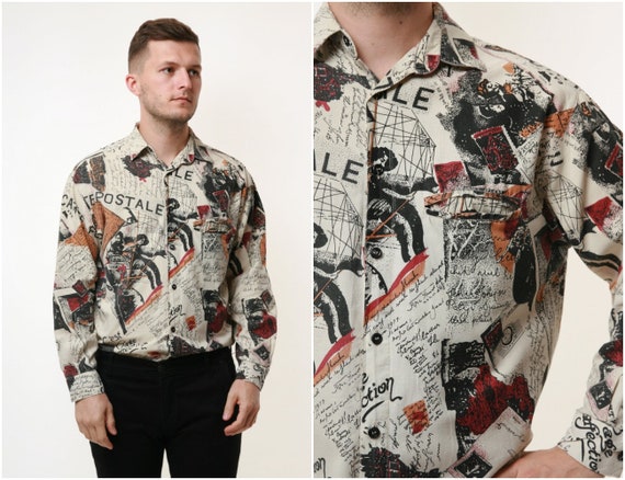 90s Vintage Oldshool Abstract Pattern Mens Shirt 1