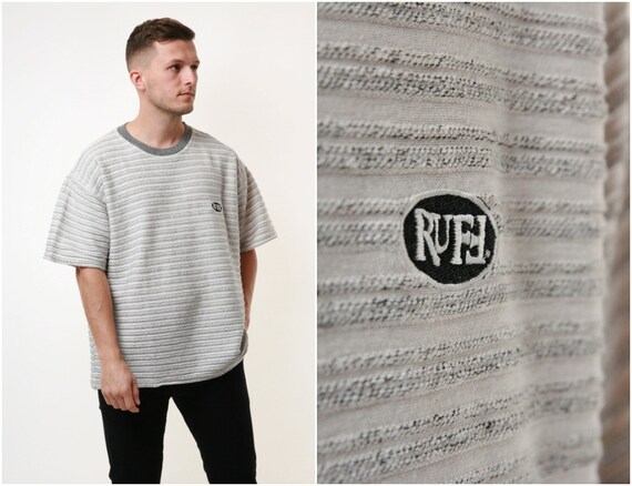 90s Vintage Cotton Striped Mens Style Tshirt 17666