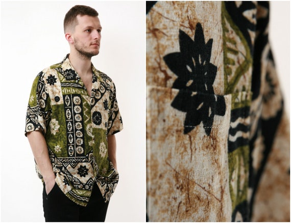 90s HAWAIIAN Abstract Vintage Cotton Shirt 17118