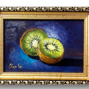 Kiwi, peinture à l'huile originale, nature morte, peinture de fruits dans un cadre, photo de cuisine, cuisine 6 x 4 po. par OlyaARTStudio