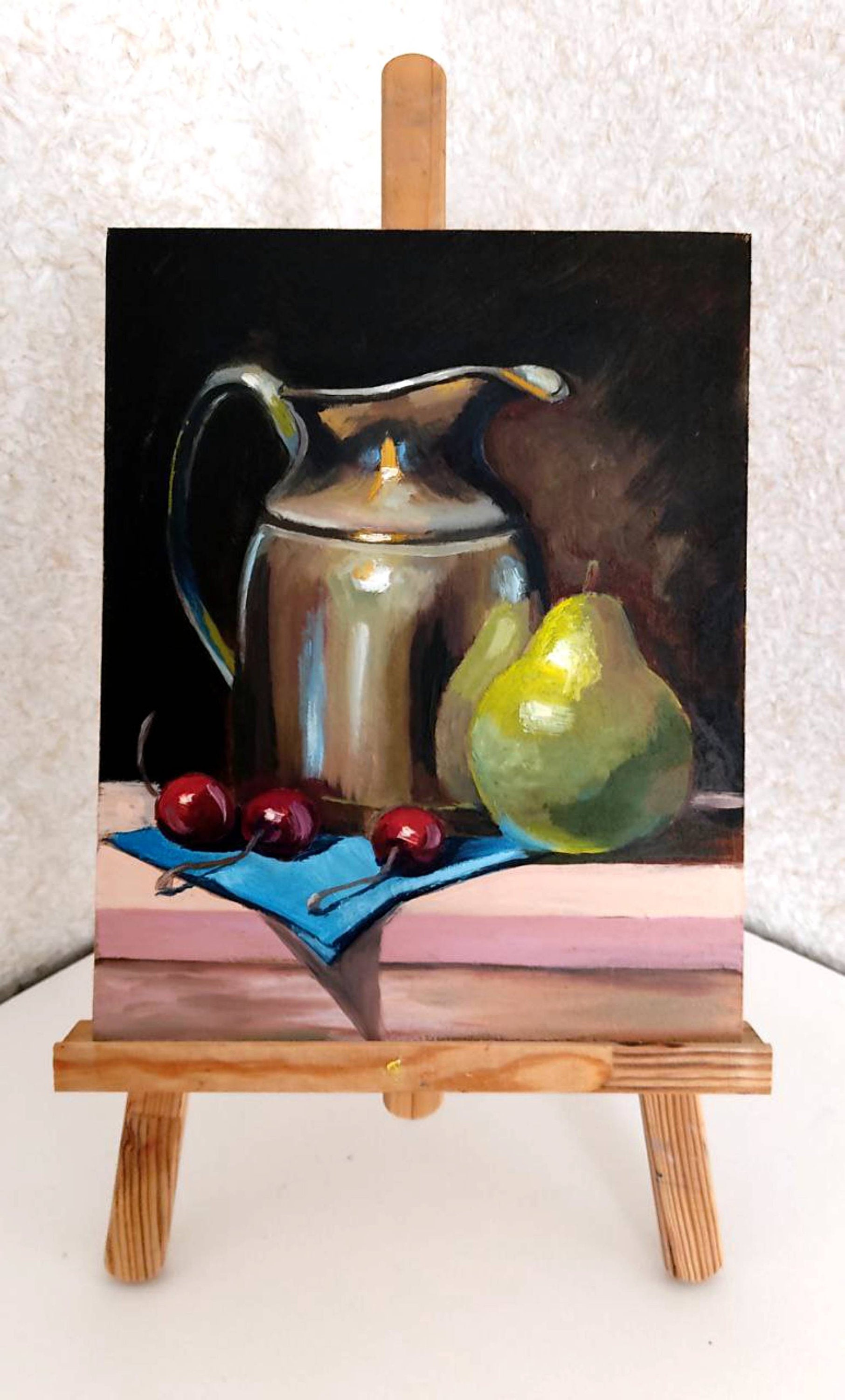 Still Life With a Pear and a Copper Jug Original Oil