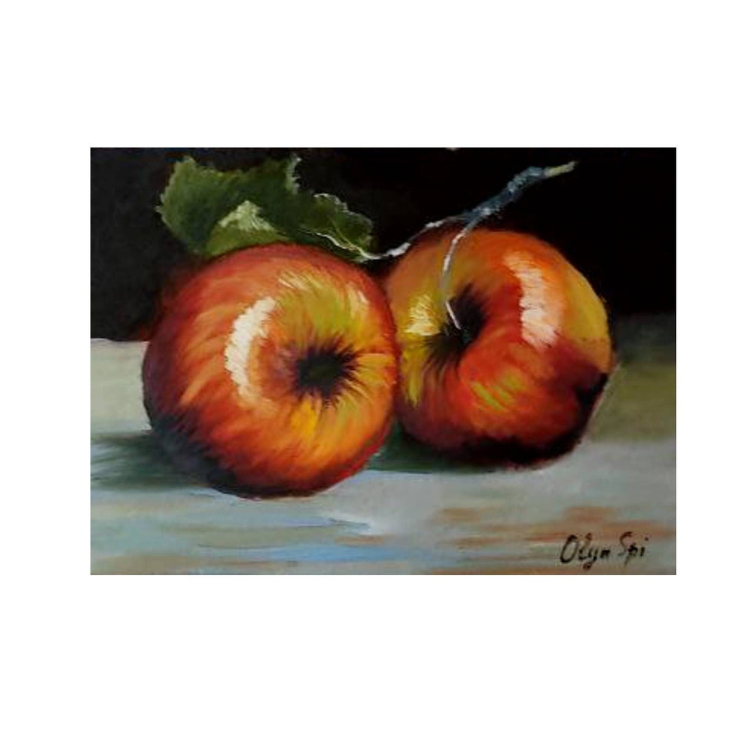 Apple Painting Original Art Still Life Apple Wall Art Small Oil ...