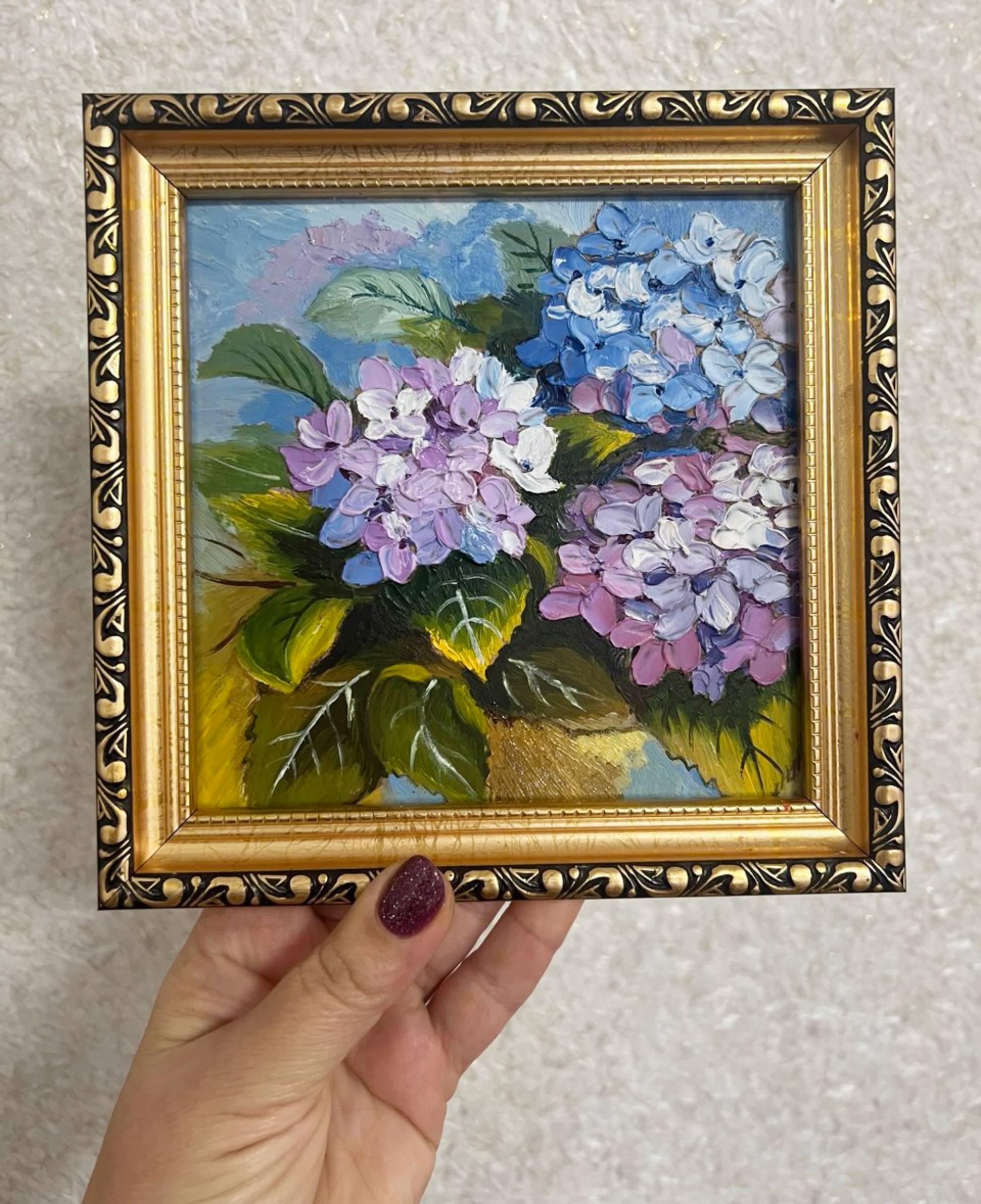Hydrangea Original Oil Painting Floral Wall Decor Flowers Impasto ...