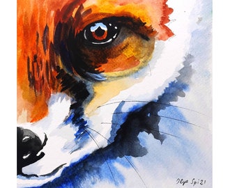 Red Fox Watercolor Painting: Original Woodland Animal Art (8x8)